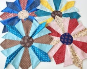 Vintage Dresden Plate Quilt Square, Floral Design