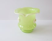 Art Deco Vase, Vintage Opalescent Art Glass Ruffle Top Vase