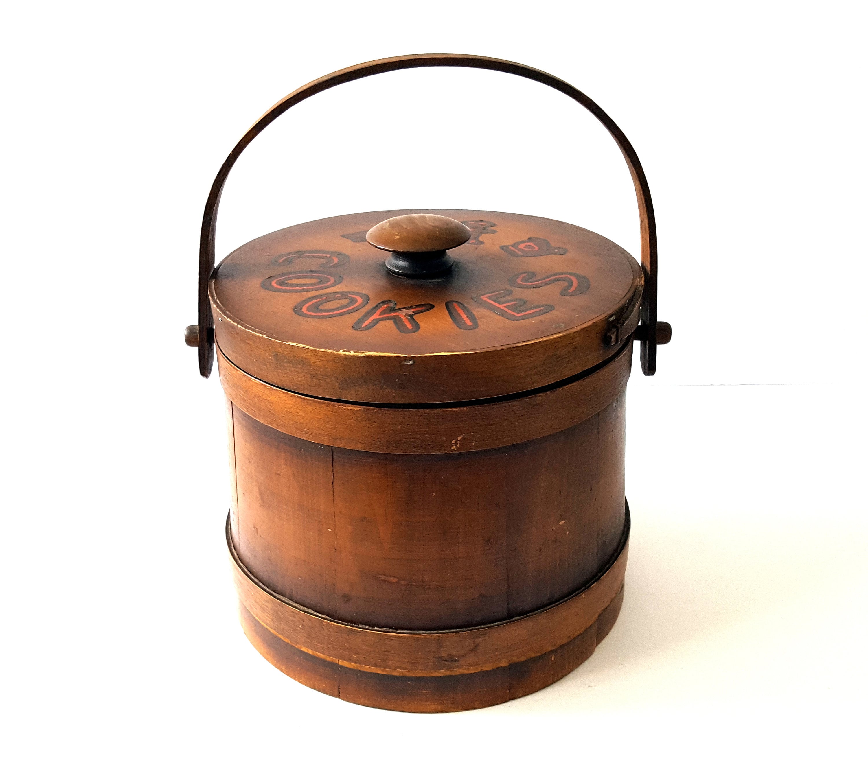 Vintage Wood Cookie Barrel Wooden Firkin Sugar Bucket Etsy