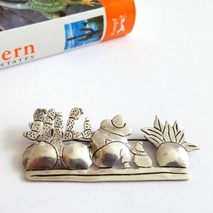 Vintage Taxco Silver Cactus Brooch