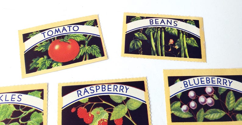 Vintage Canning Labels, Fruit and Vegetable Stickers image 2