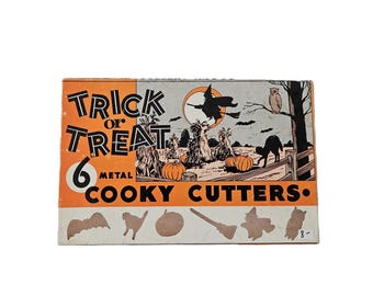 Vintage Halloween Ausstechförmchen, Süßes sonst gibts Saures Metall Handwerkszeug