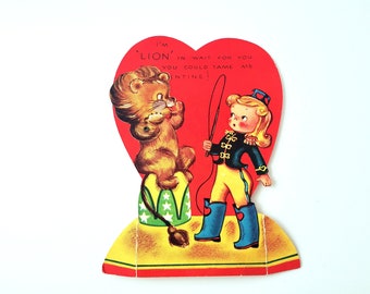 Vintage Mechanical Valentine, Lion Tamer Circus Theme