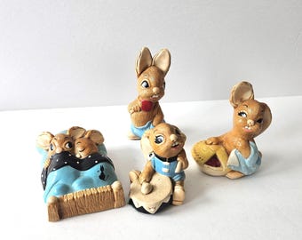 Vintage Pendelfin Rabbits, Collectible Bunny Figurines Made in England