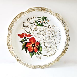 Vintage plastic dienblad souvenir Florida, staatskaart verzamelobject