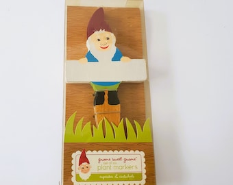 Vintage Garden Gnome Plant Markers, Garden Decor, New Old Stock, Set of Six