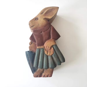 Vintage Carved Wood Bunny Box