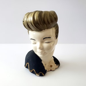 Vintage Lady Head Vase, 40&#39;s Woman Figurine