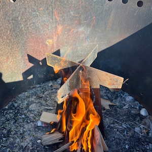 Vertical Fire Pit Grate Steel Fire Starter Log Holder for Fire Pits or Campfire