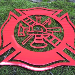 Firefighter Emblem Maltese Cross Wall Decor Fireman Gift Volunteer Ladder Honor Fire Cross Ax Badge image 1