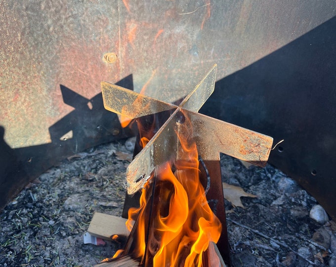 Vertical Fire Pit Grate Steel Fire Starter Log Holder for Fire Pits or Campfire