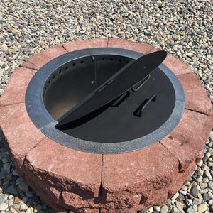 Fire Pit Lid Cover 2 Part Folding, Fire Ring Round Steel Snuffer, Lid Fire Pit, Outdoor, Heavy Duty Steel