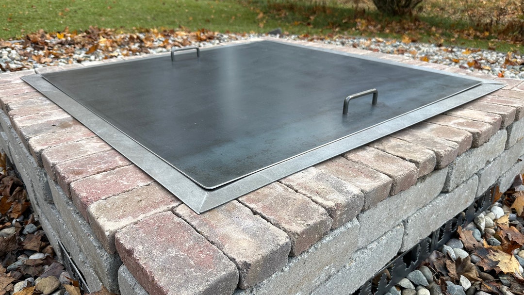 Square Fire Pit Lid Cover, Fire Ring Round Steel Snuffer, Lid Fire Pit