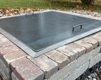 Couvercle carré en corten pour foyer de jardin personnalisé, anneau de feu carré en acier pour éteignoir, couvercle en acier pour foyer de jardin, extérieur, acier robuste