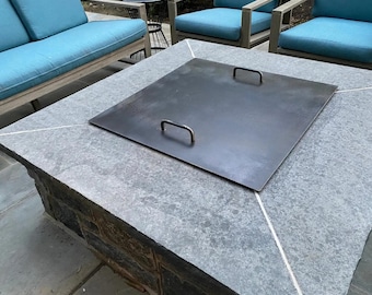 Couvercle carré en acier pour foyer de jardin personnalisé, anneau de feu carré en acier pour éteignoir, couvercle en acier pour foyer de jardin, extérieur, acier robuste