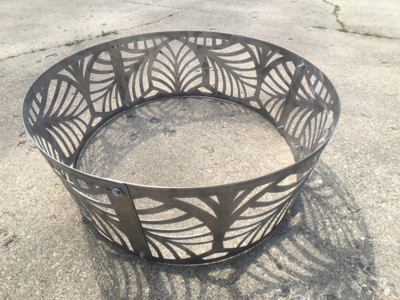 Palm Tree Leaf Fire Ring Fire Pit Outdoor Fire Place Back Etsy