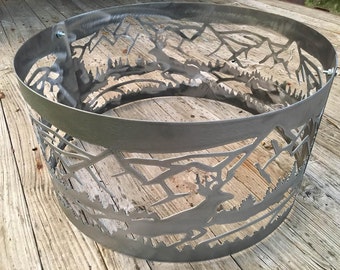 Anneau de feu de camp robuste, décoration d'extérieur en cerf, anneau de feu de jardin en métal pour l'extérieur, grand foyer en acier en acier