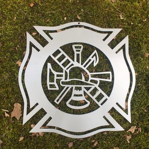 Firefighter Emblem Maltese Cross Wall Decor Fireman Gift Volunteer Ladder Honor Fire Cross Ax Badge image 4