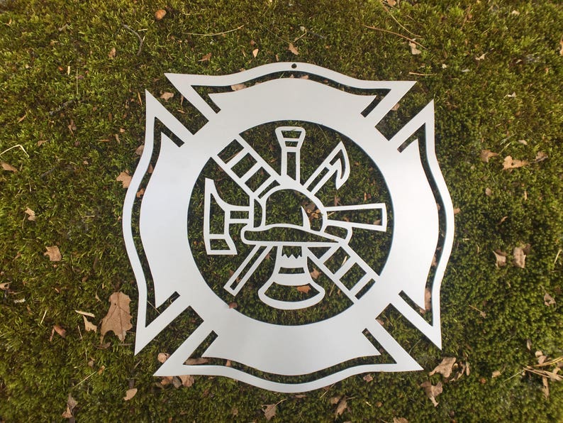 Firefighter Emblem Maltese Cross Wall Decor Fireman Gift Volunteer Ladder Honor Fire Cross Ax Badge image 4