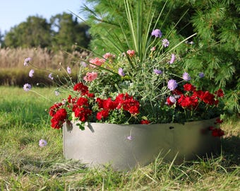 Jardinière ronde en métal pour bricolage, cylindre en métal rustique, jardinières de fleurs de jardin d'extérieur, jardinière annuelle, pot en acier brut qui développera une patine rouillée naturelle