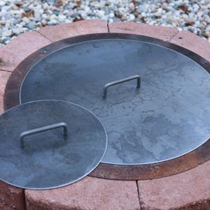 Premium Round Steel Fire Pit Cover Lid Personalized Custom, Fire Ring Round Steel Snuffer, Lid Fire Pit, Outdoor, Heavy Duty Steel