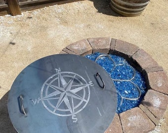 Fire Pit Lid Cover, Fire Ring Round Steel Snuffer, Lid Fire Pit, Outdoor, Heavy Duty Steel