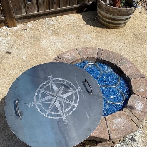 Fire Pit Lid Cover Fire Ring Round Steel Snuffer Lid Fire Etsy