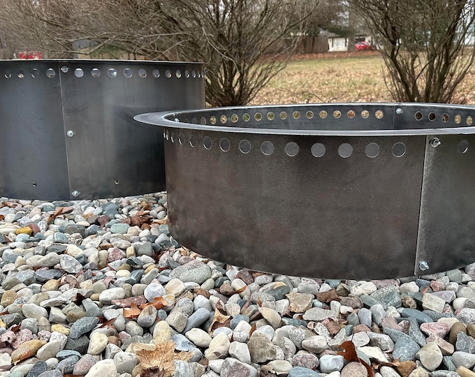 Corten Steel Smokeless Fire Pit Insert with Lip – Customizable, Heavy-Duty Fire Ring for Brick Fire Pits