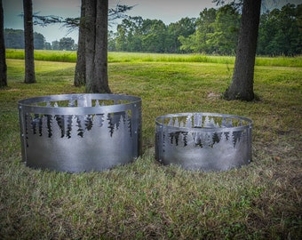Heavy Duty Pine Tree Style Fire Ring Corten Personalized Custom Fire Pit