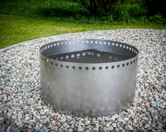 Anneau de feu sans fumée en acier corten - Feu de camp encastrable personnalisé robuste avec trous d'aération - Anneau de feu personnalisé pour terrain de camping