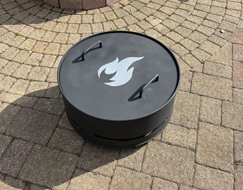 Fire Pit Lid Cover Fire Ring Round Steel Snuffer Lid Fire Etsy