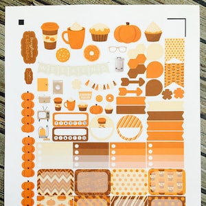 Pumpkin Spice Weekly Planner Stickers Set, for use with Erin Condren Life Planner, Happy Planner