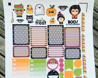 Halloween Cuties Weekly Planner Stickers Set, for use with Erin Condren Life Planner, Happy Planner