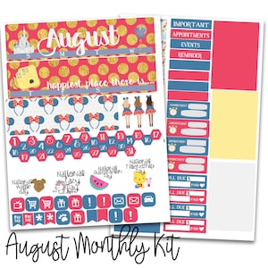 August Castle Monthly Planner Layout - for use with Erin Condren - Happy Planner - Mouse Ears Planner Stickers
