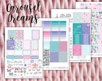 Carousel Dreams Weekly Planner Stickers Kit - for use with Erin Condren - Happy Planner - Amusement Park