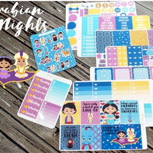 Arabian Nights Full Planner Sticker Kit - Moroccan Planner Stickers - Genie Stickers - Purple Blue Yellow