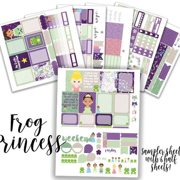 Frog Princess Weekly Planner Sticker Kit - for use with Recollections - Erin Condren - Happy Planner - Planner Stickers Set - Tiana Stickers