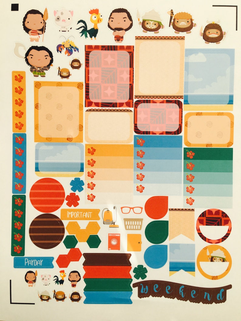 Polynesia Princess Weekly Planner Stickers Set, Full Kit Planner ...