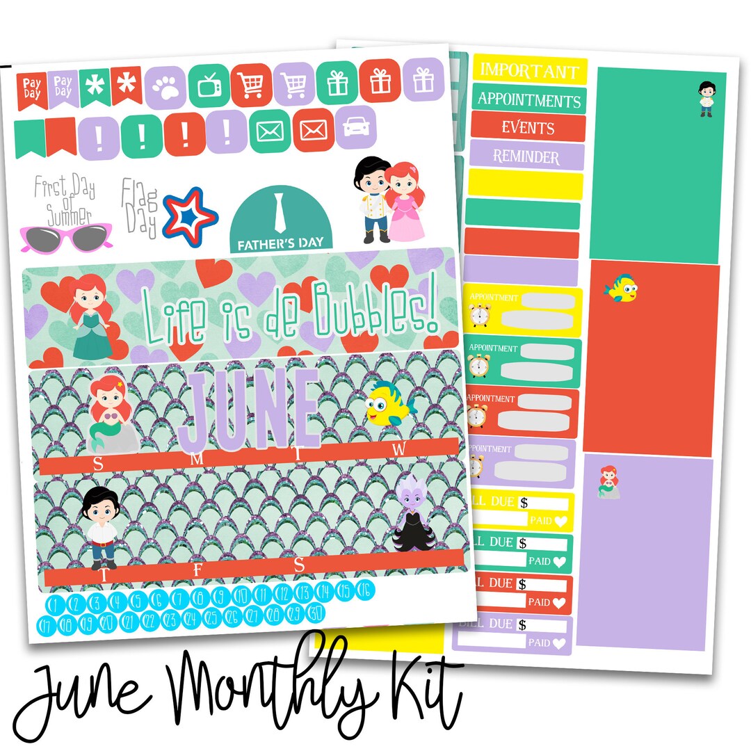 June Monthly Layout Kit - for Use With Erin Condren Life Planner ...