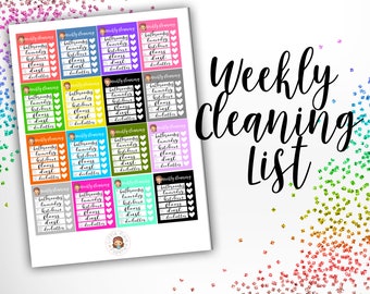 Weekly Cleaning List Functional Planner Stickers - for use with Erin Condren - Happy Planner