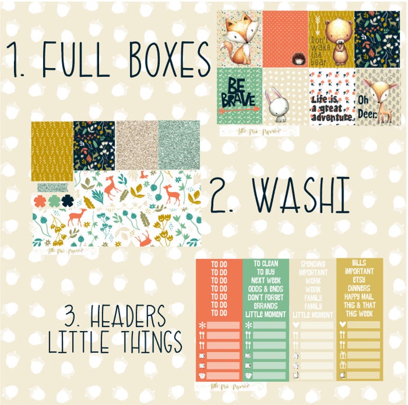 Woodland Cuties Weekly Planner Kit - Vertical Planner Stickers - Forest ...