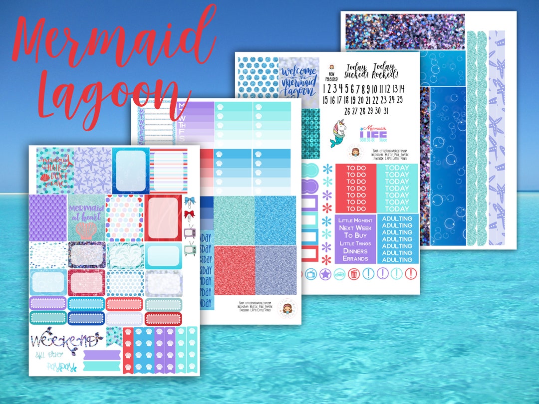 Mermaid Lagoon Weekly Planner Stickers Kit - for Use With Erin Condren ...
