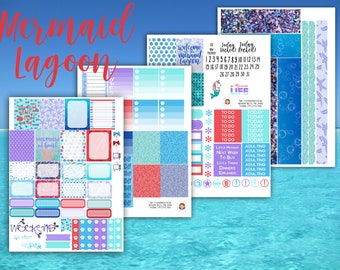 Mermaid Lagoon Weekly Planner Stickers Kit - for use with Erin Condren - Happy Planner - Ocean Summer Stickers