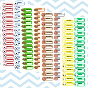 Sports Practice Games Planner Stickers Set, for use with Erin Condren Life Planner, Happy Planner