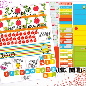 August Monthly View Kit - Back to School Month - Month Planner Full Kit - Month Layout