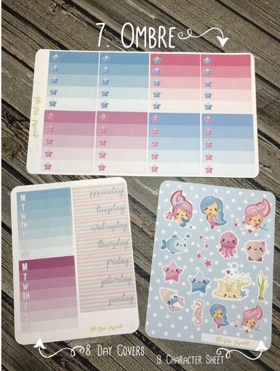 Cute Mermaid Planner Stickers Full Kit - for Use With Erin Condren ...