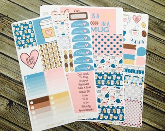 Coffee Lover Weekly Planner Stickers Full Kit - for use with Erin Condren - Happy Planner