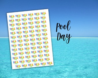 Pool Day Functional Planner Stickers - for use with Erin Condren - Happy Planner - Swimming Lessons Stickers