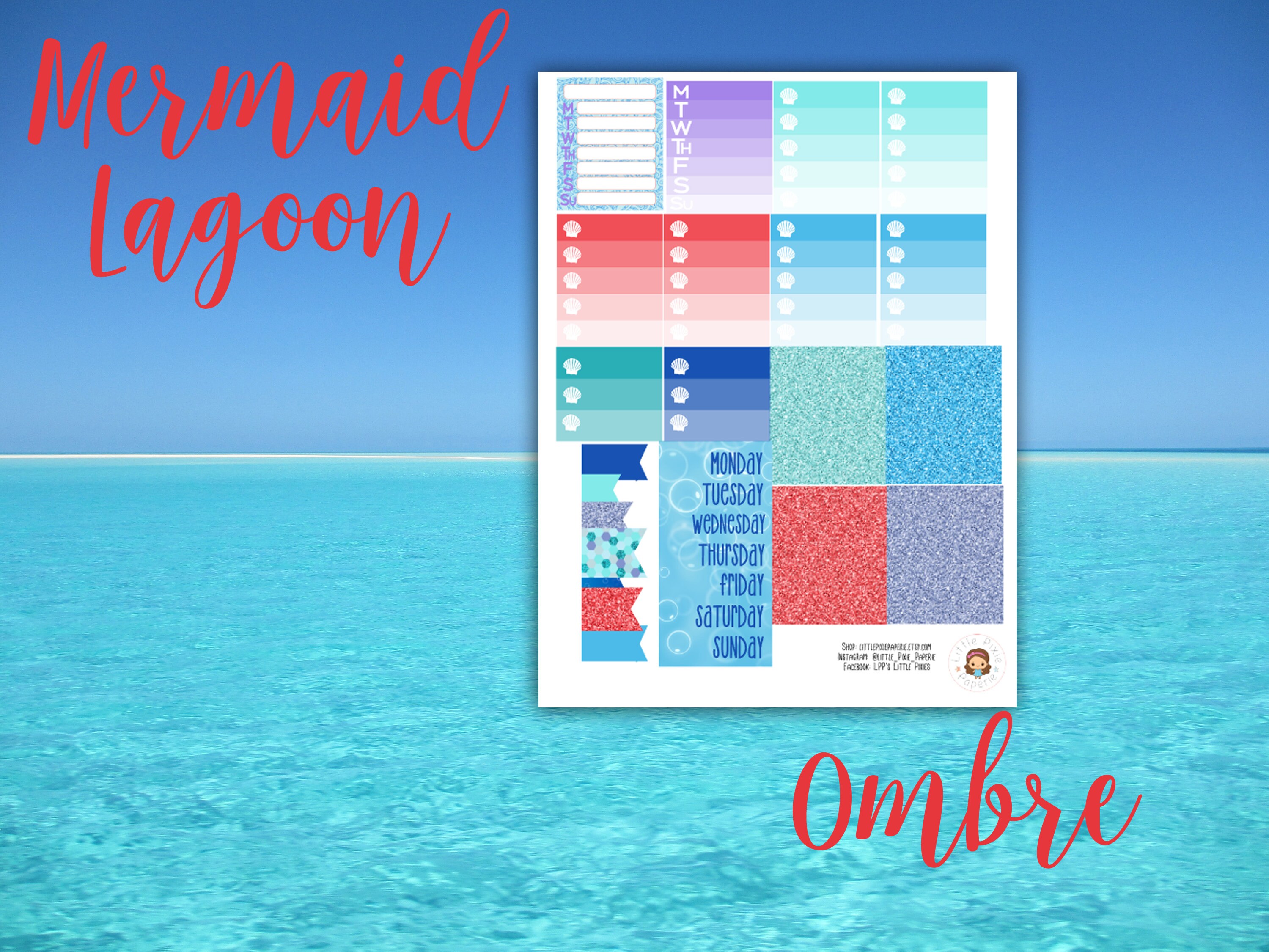 Mermaid Lagoon Weekly Planner Stickers Kit - for Use With Erin Condren ...