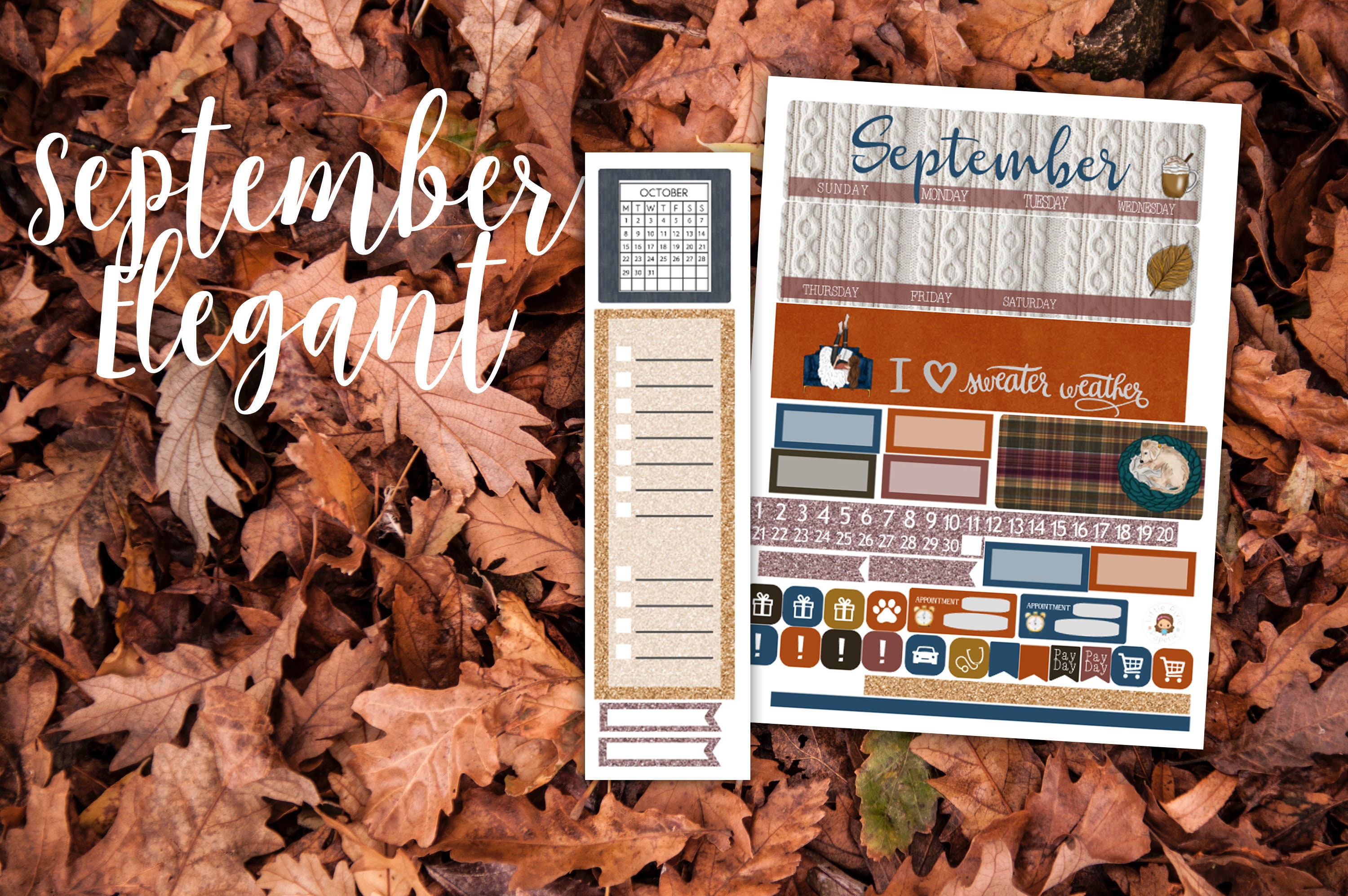 September Layouts September Elegant Fall Monthly Layout Kit - for Use With Erin Condren ...